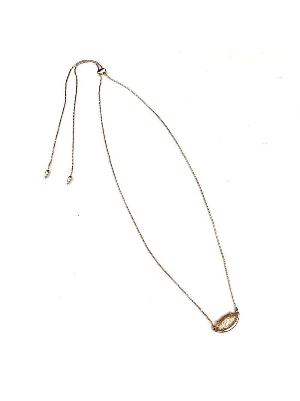 Kendra Scott Meghan Crackle Brown Pearl 14k Gold Plate Adjustable Necklace